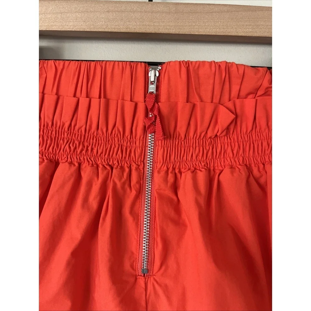 Maeve Anthropologie Paperbag Skort XS Orange Cotton High Waist Mini Skirt Shorts